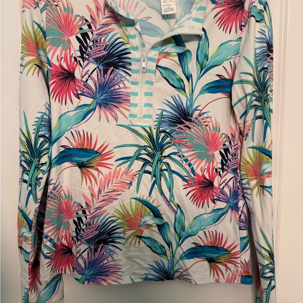 Tommy Bahama Colorful Tropical Long Sleeve Top NWOT.